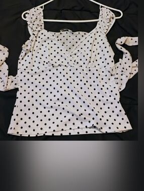 Charlotte Russe Polka Dot One-Shoulder Bow Strap Blouse - M